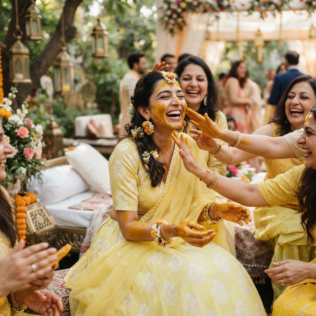 Radiant Yellow Floral Haldi Lehenga Set
