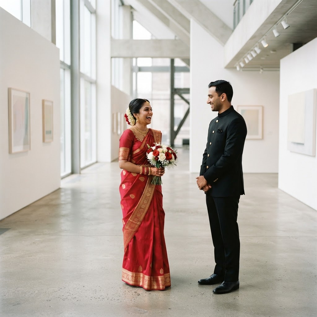 Joyful Couple First Look Moment