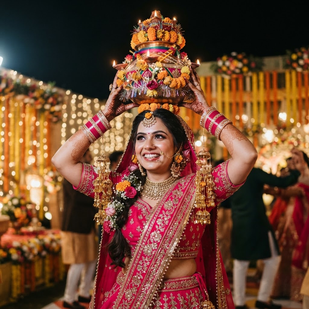 Traditional Pink Bridal Jaggo Look