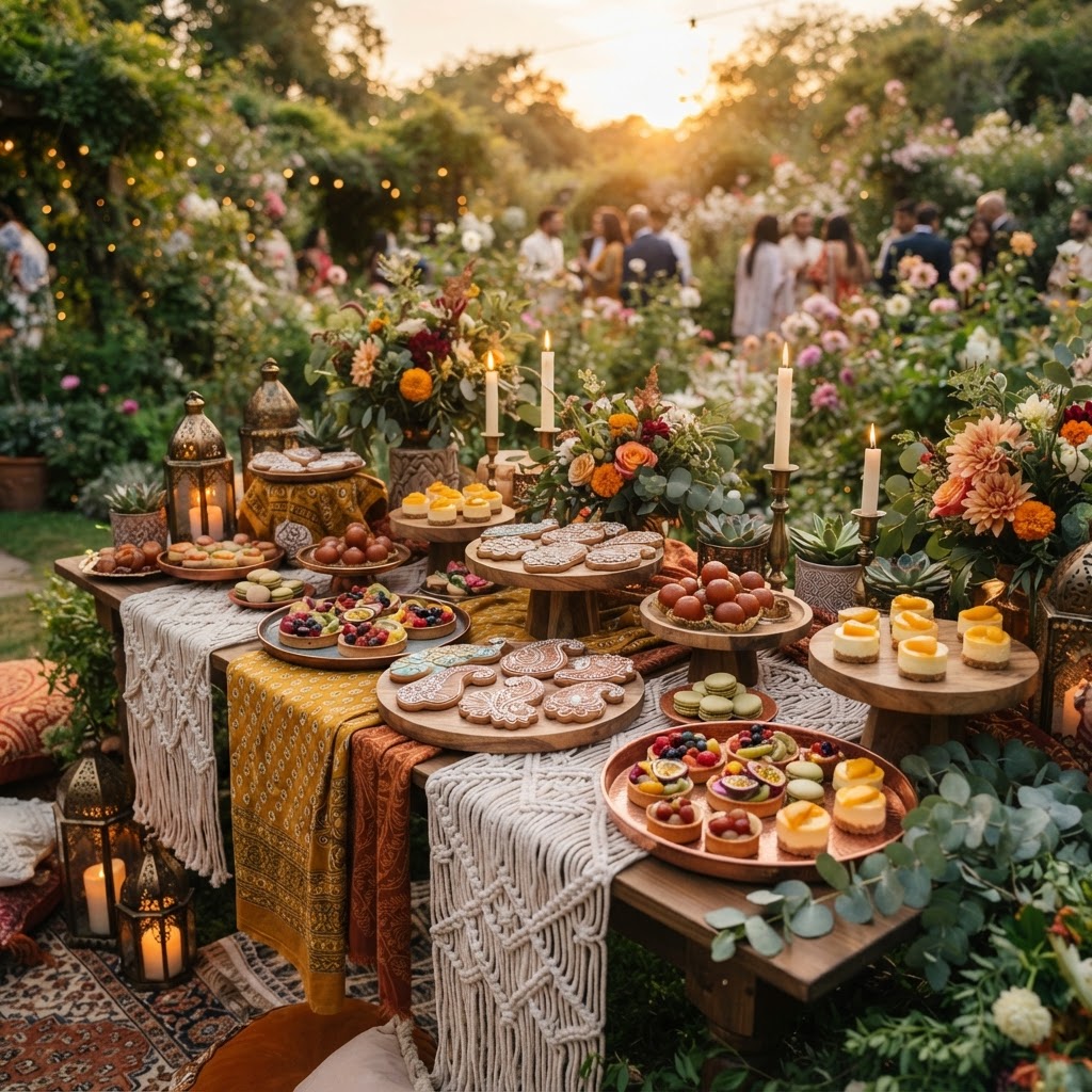 Boho Floral South Asian Dessert Table