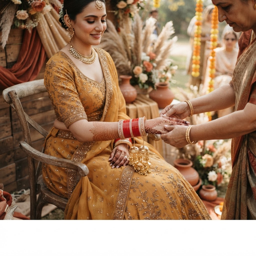 Traditional Red Choora Ceremony Moment