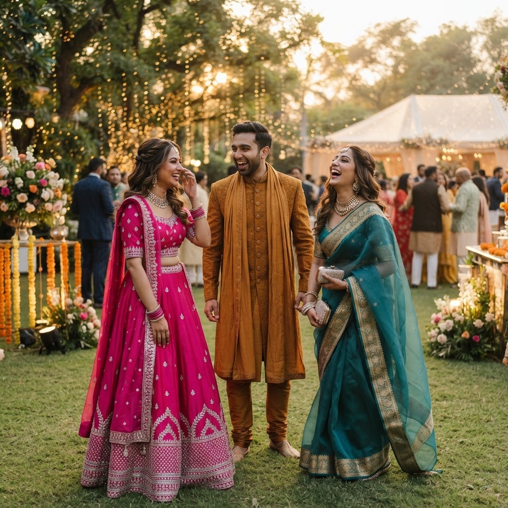 Vibrant Fusion Wedding Guest Attire