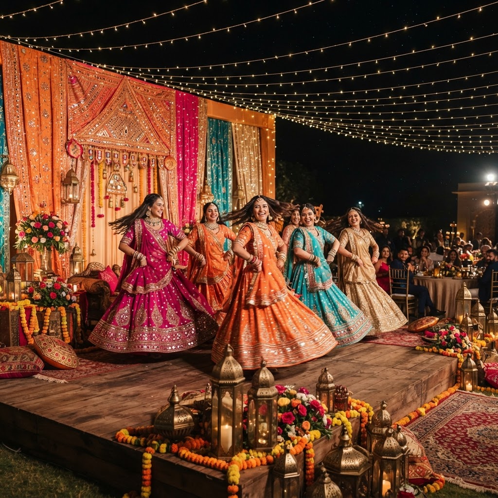 Vibrant Sangeet Dance Performance Stage