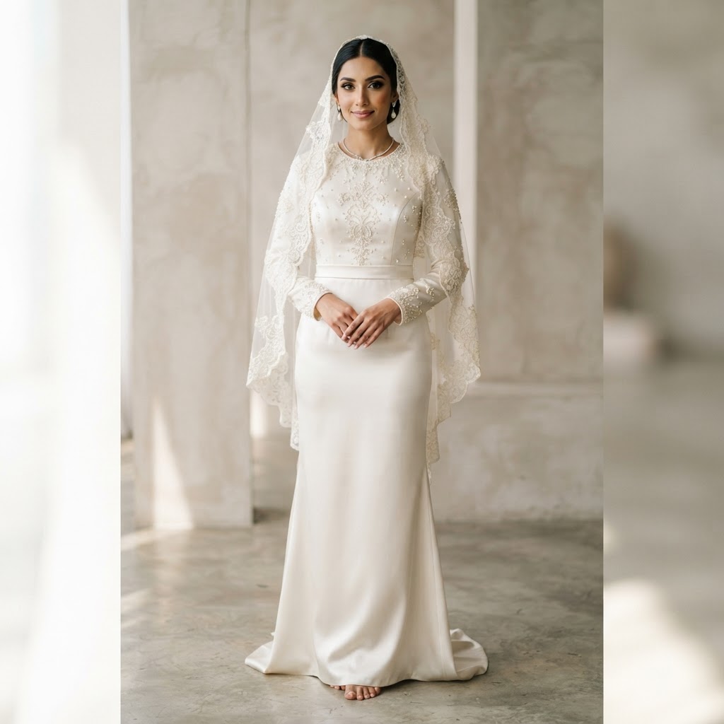 Elegant White Embellished Bridal Gown