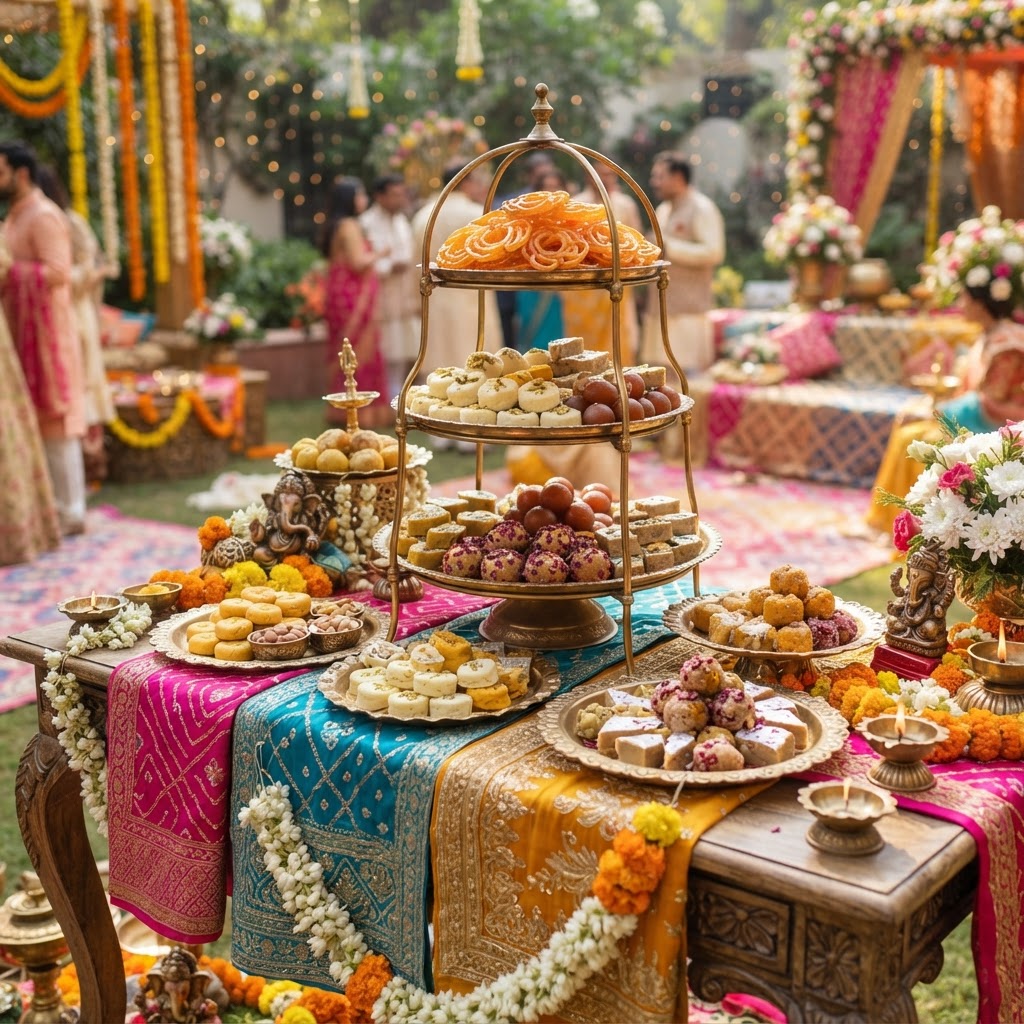Elegant Traditional Mithai Dessert Display