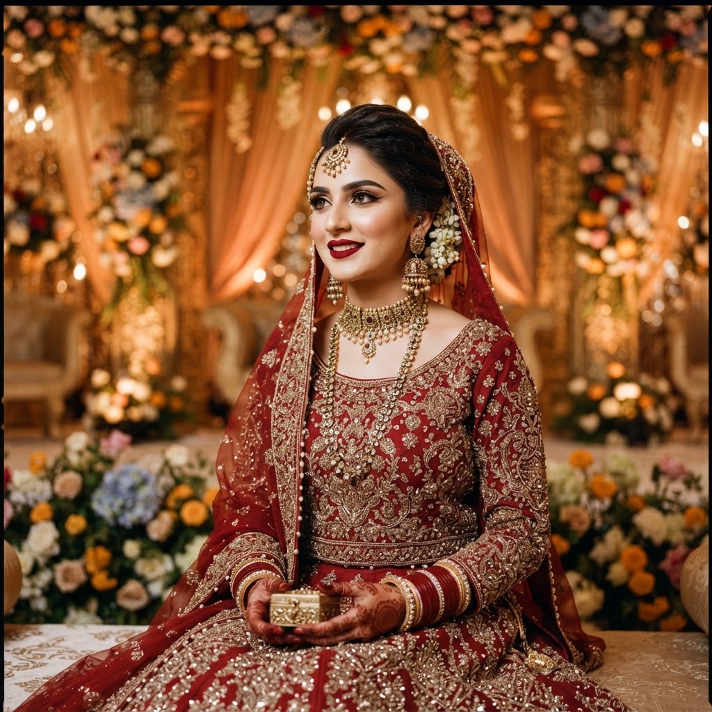 Classic Red Bridal Makeup With Bold Lips