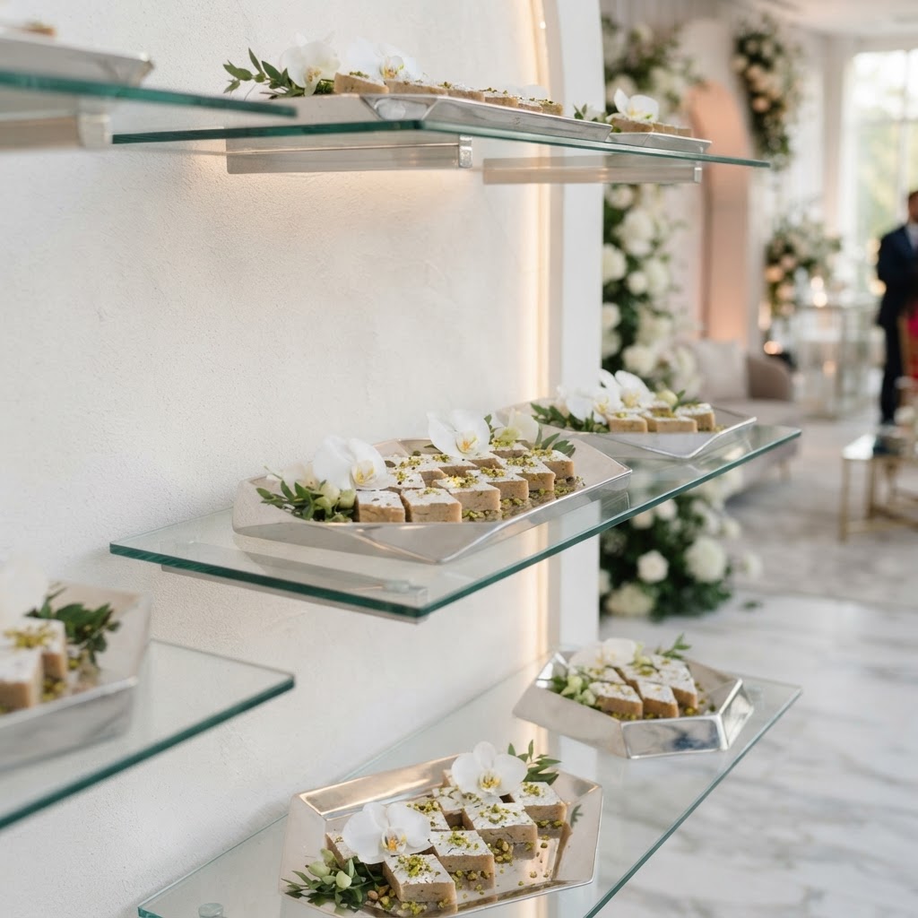 Elegant White Orchid Mithai Display