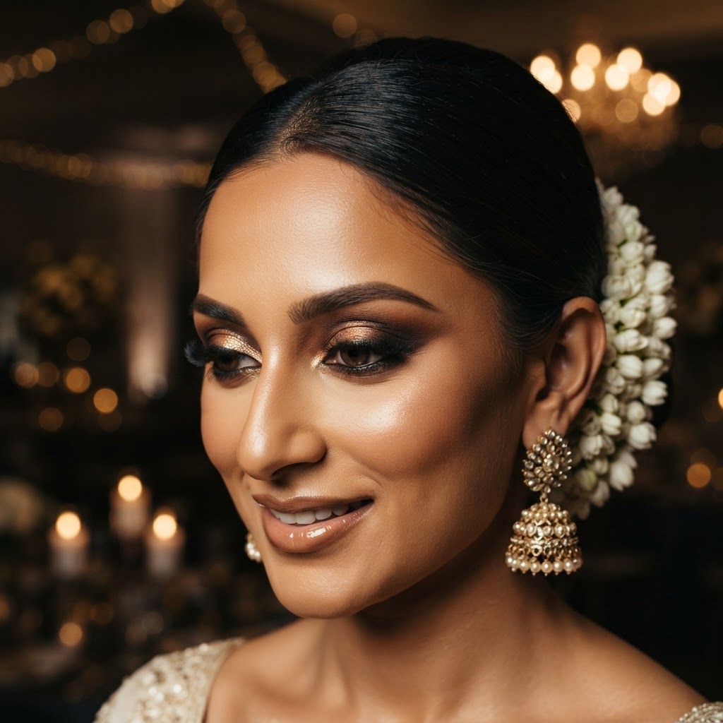 Stunning Bronze Smokey Bridal Makeup Look