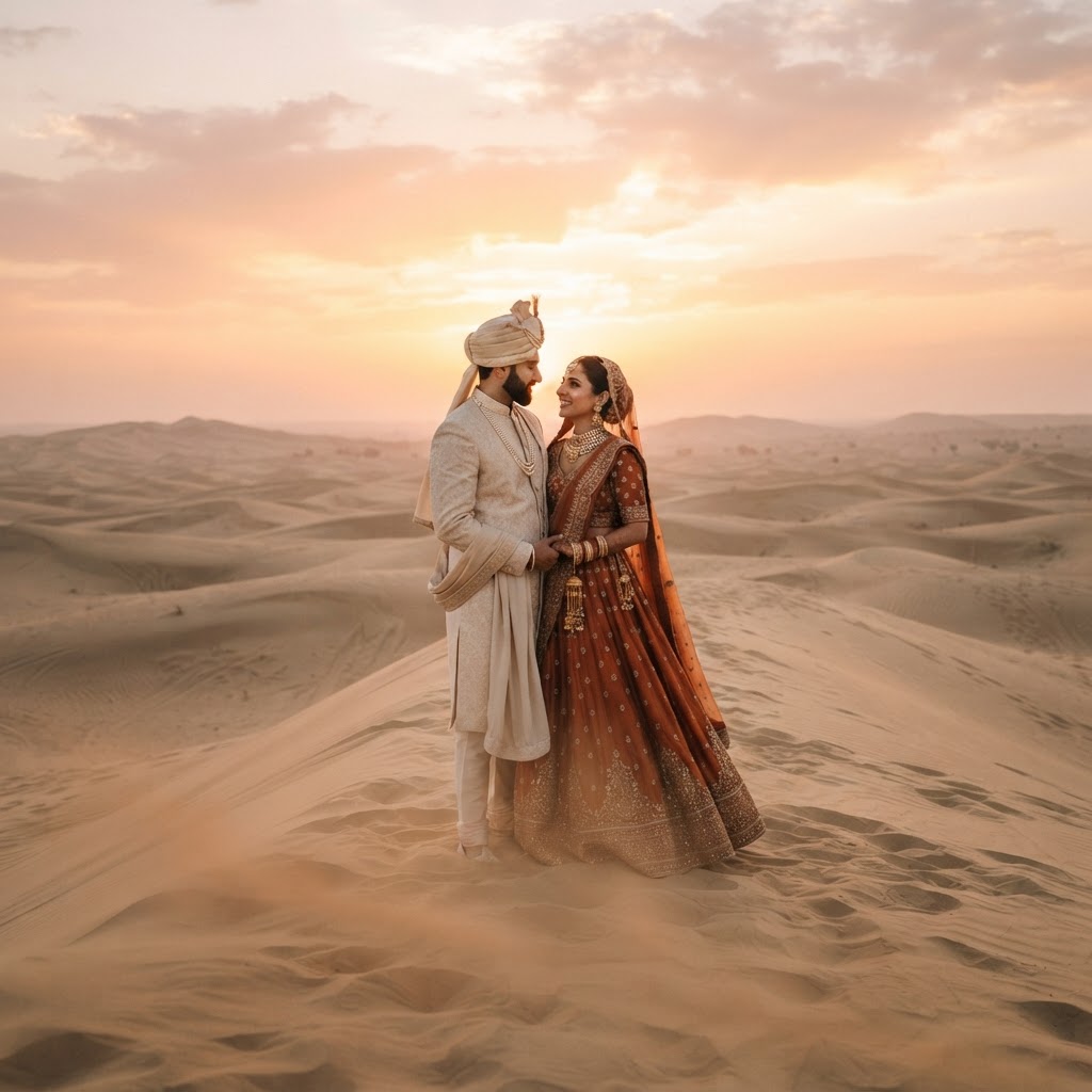 Desert Sunset Couple Portrait