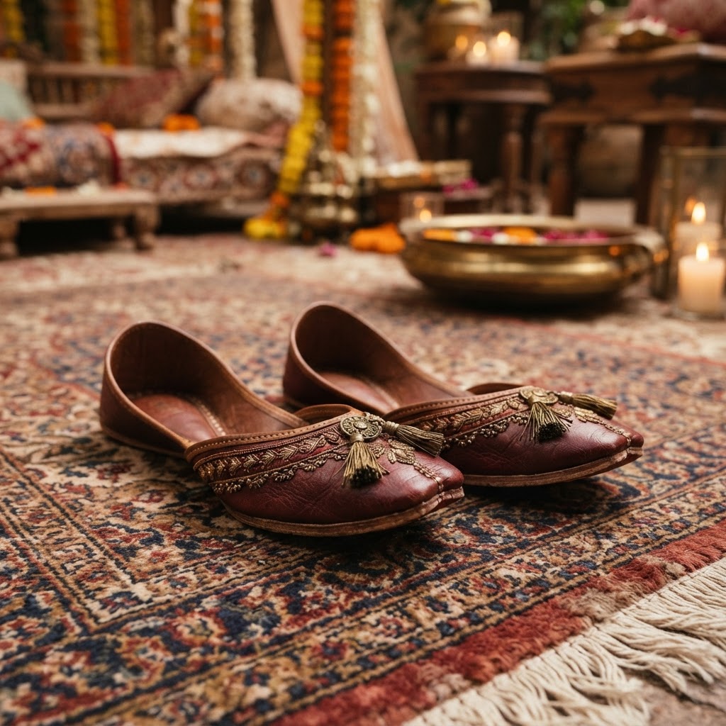 Classic Brown Embroidered Groom Mojaris