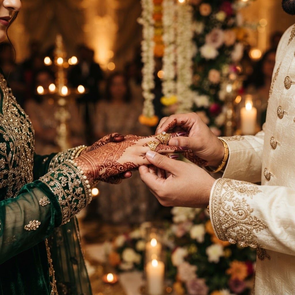 Traditional Gold Engagement Ring Ceremony
