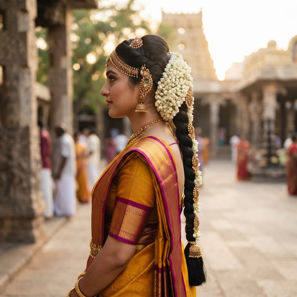 Traditional South Indian Bridal Floral Braid