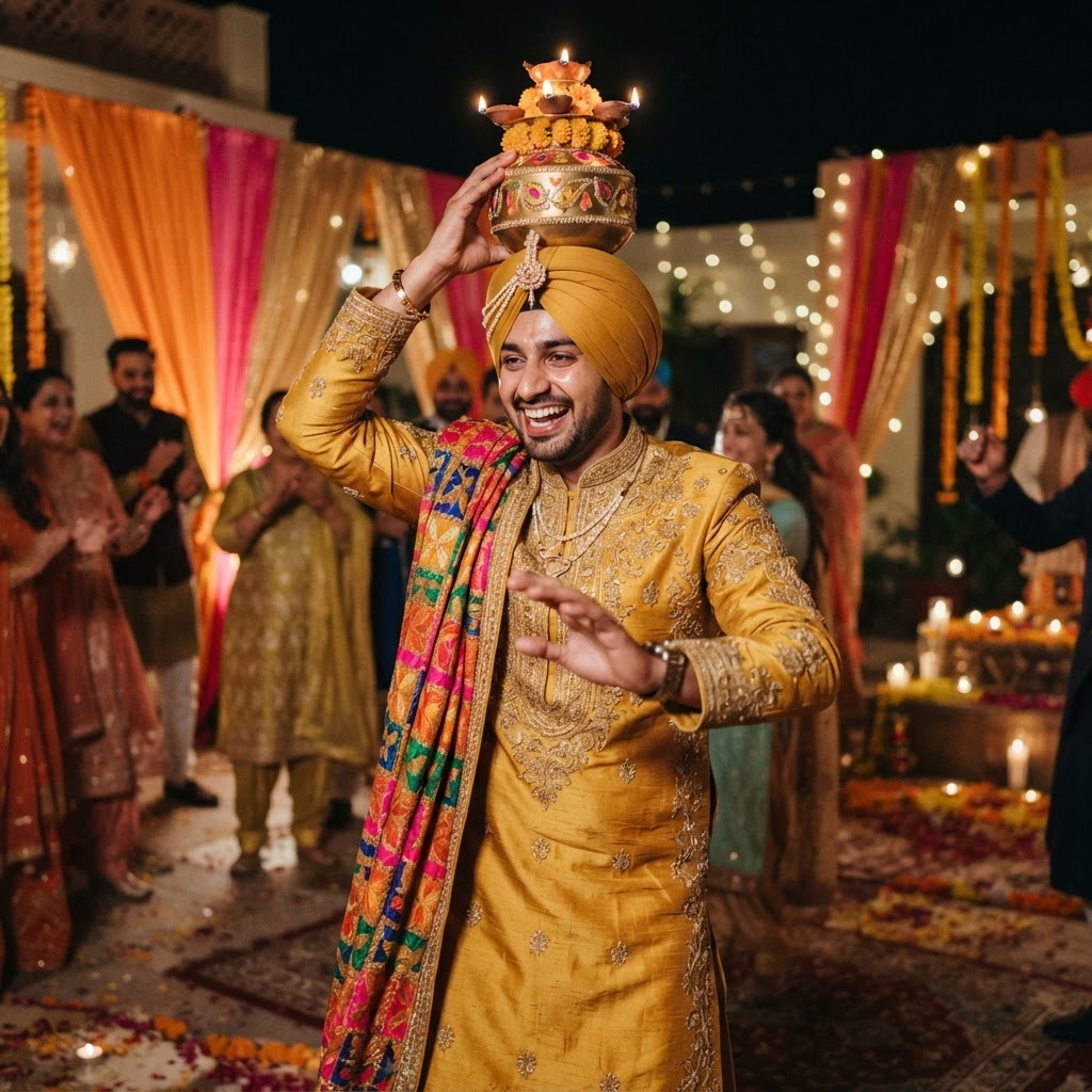 Golden Embroidered Groom Jaggo Outfit