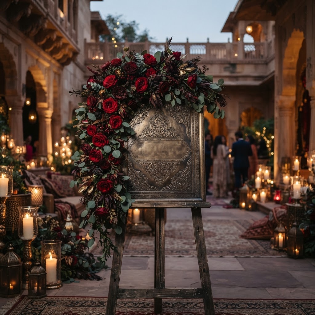 Ornate Bronze Wedding Welcome Signage