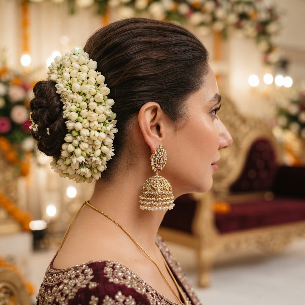 Traditional Gold Kundan Jhumka Earrings