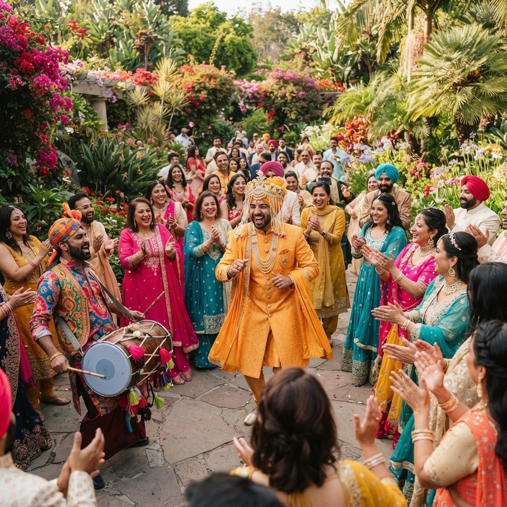 Joyful Groom Dancing In Traditional Baraat