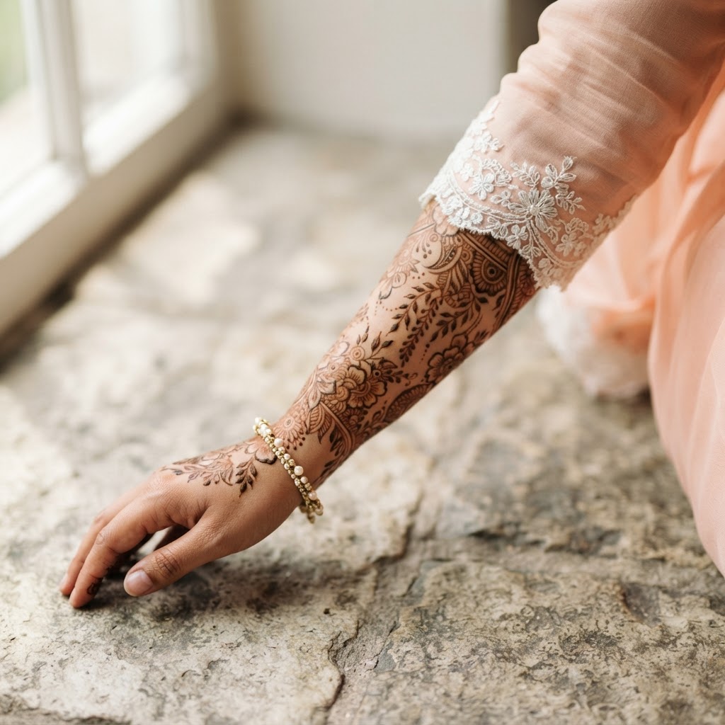 Elegant Floral Bridal Mehndi Design