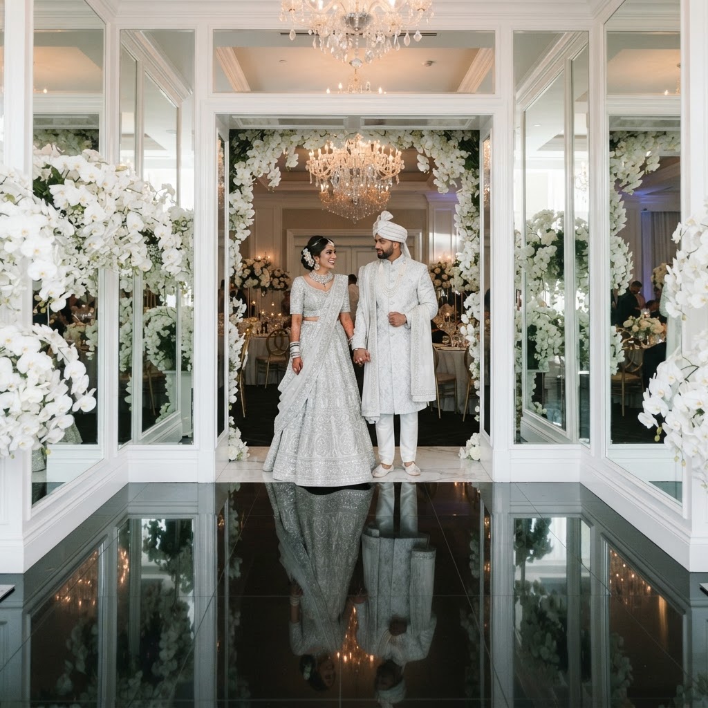 Elegant White Floral Reception Grand Entrance