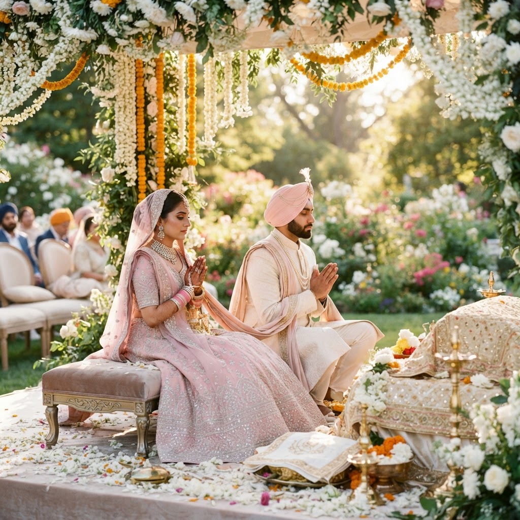 Elegant Pastel Pink Anand Karaj Ceremony