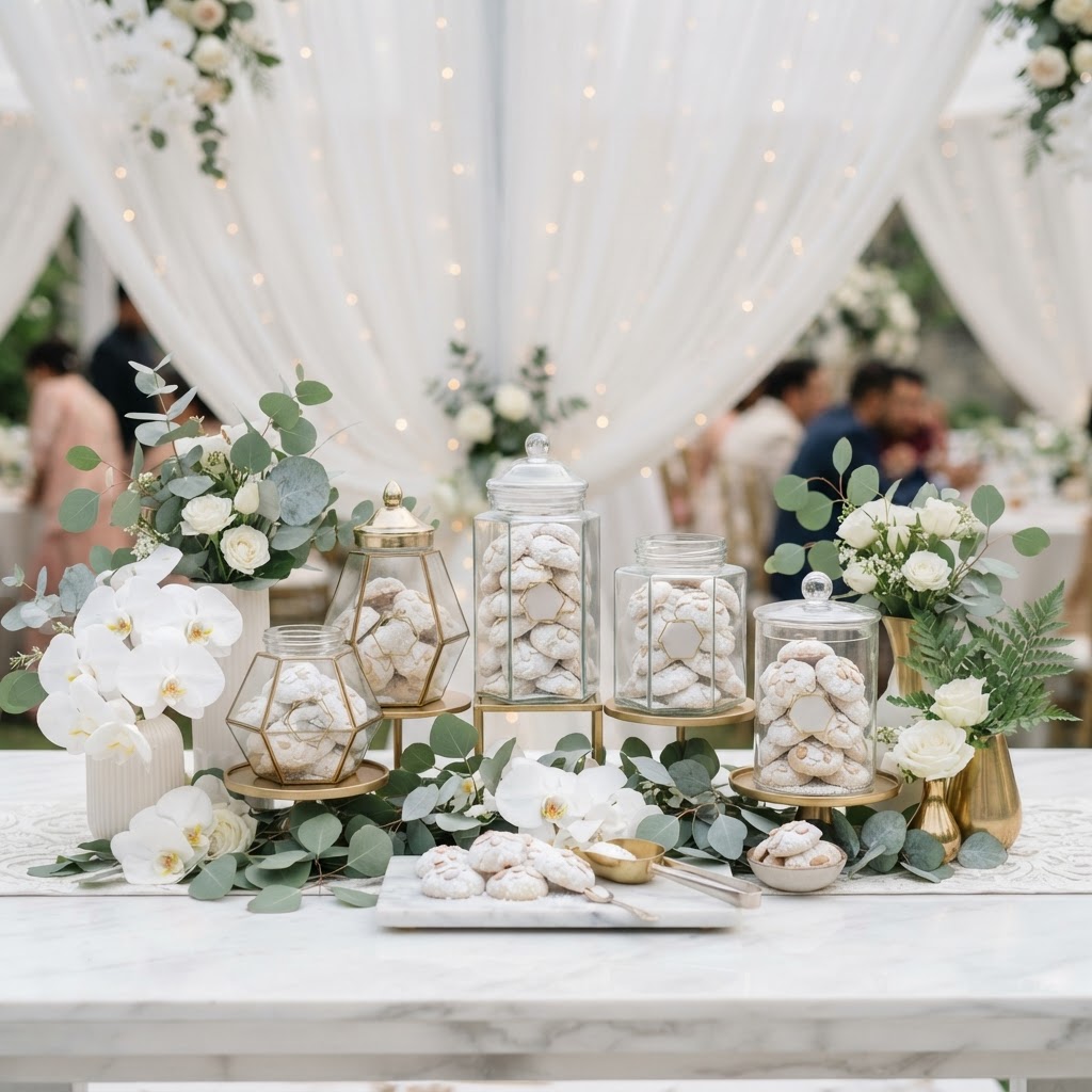Elegant White Floral Cookie Display