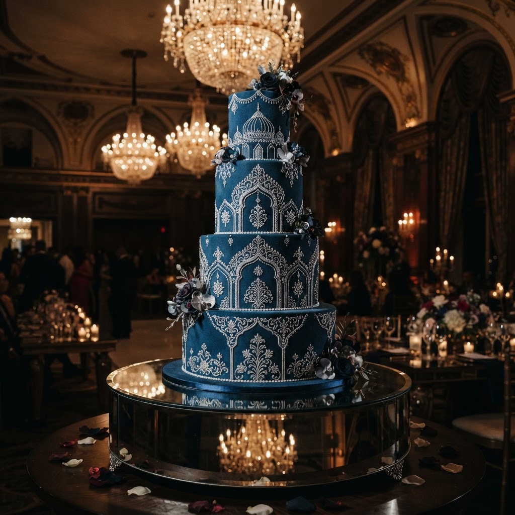 Navy Blue Mughal Inspired Wedding Cake