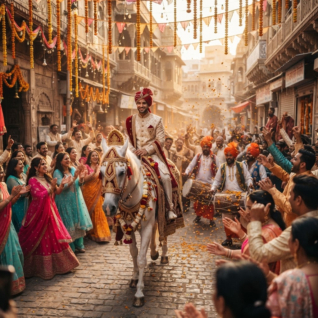 Grand Groom Baraat Horse Procession