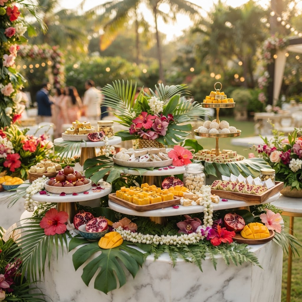 Tropical Floral Mithai Dessert Display
