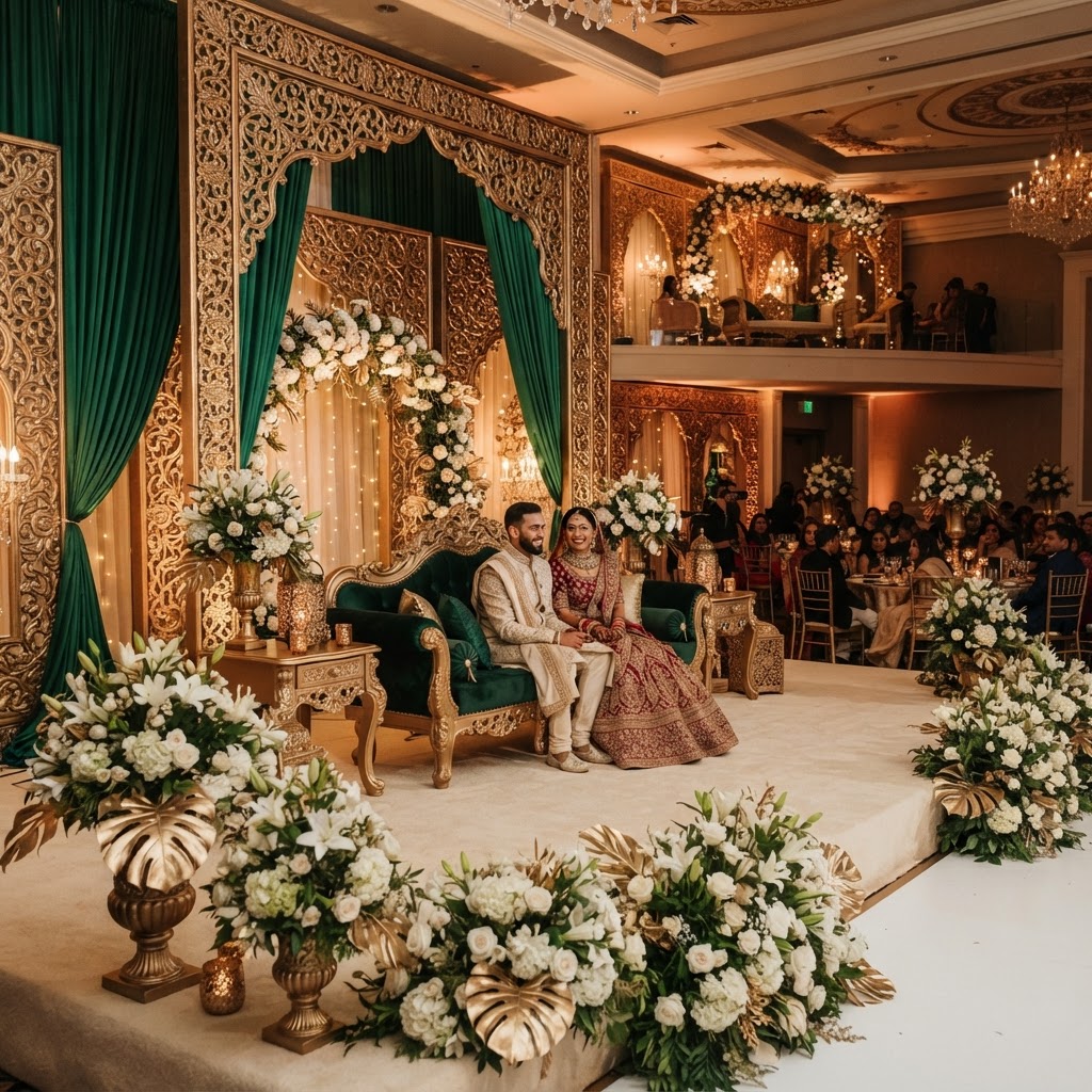Emerald And Gold Luxury Reception Stage