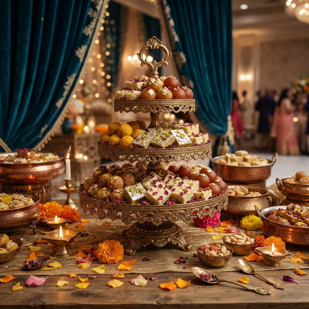 Traditional Three Tier Mithai Display