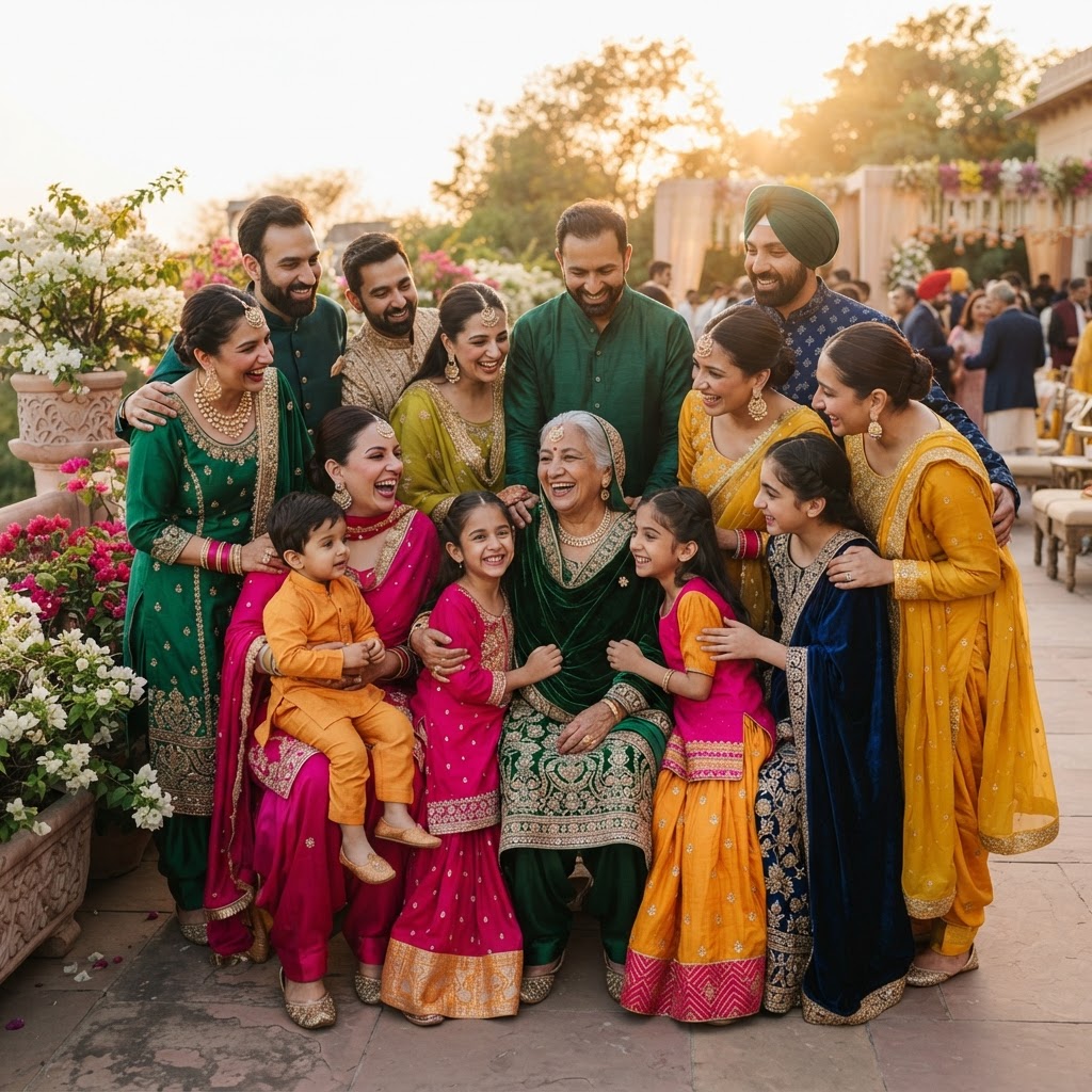 Joyful Multi-Generational Family Wedding Portrait