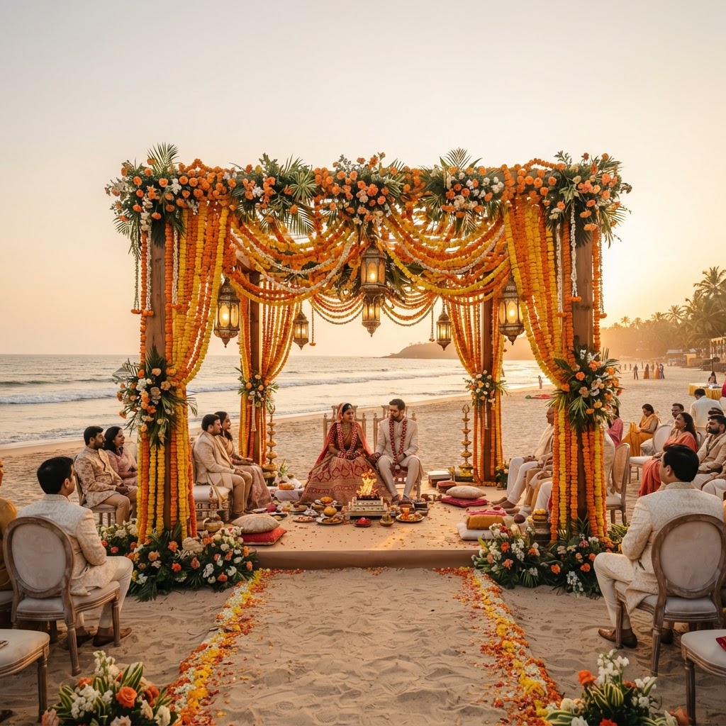Sunset Beach Wedding Mandap Decor