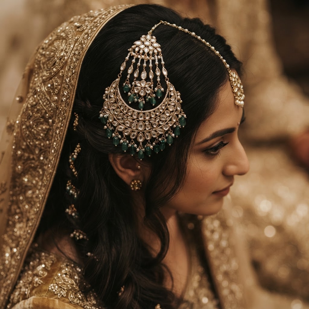 Stunning Gold And Kundan Jhumar Passa
