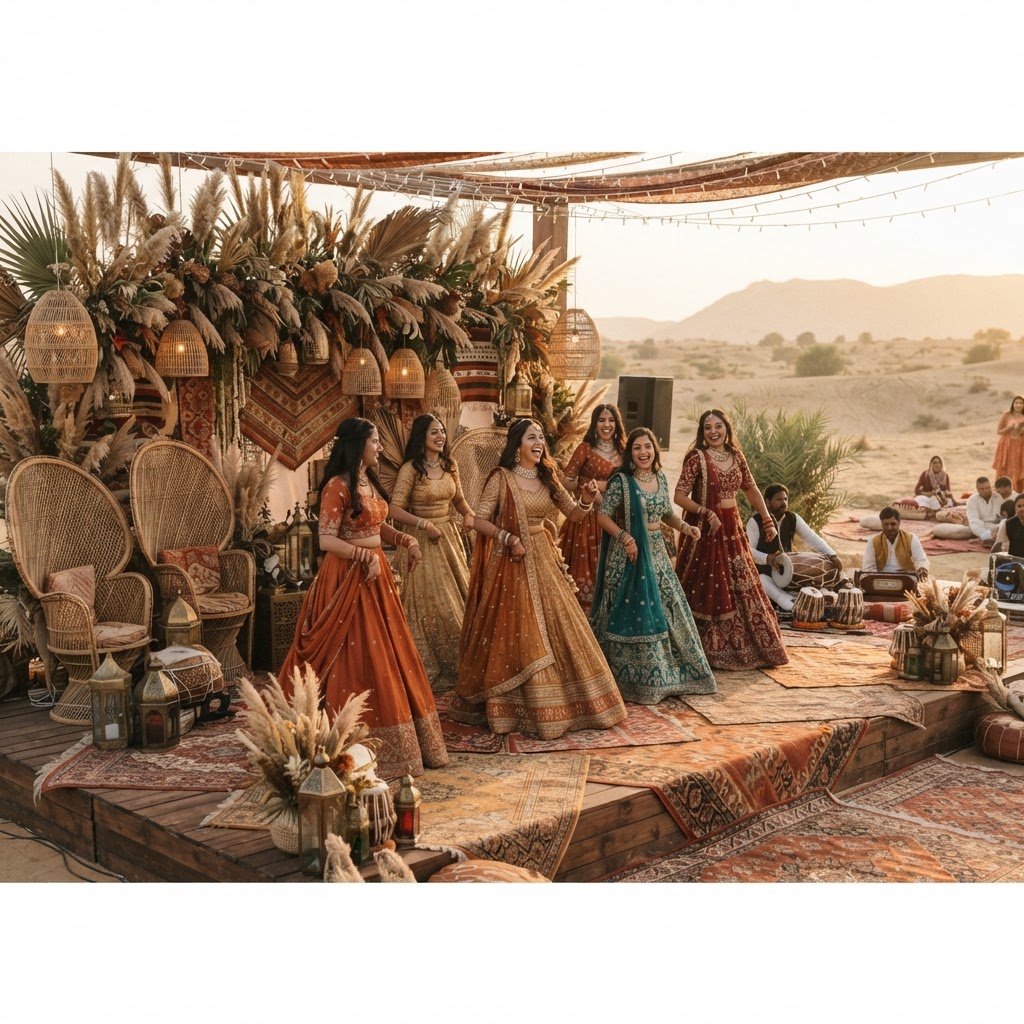 Boho Desert Sangeet Performance Stage