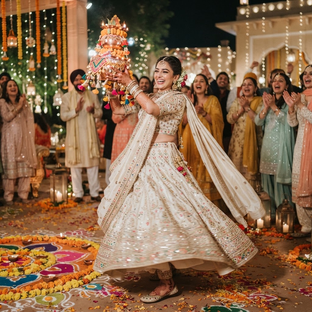Ivory Embellished Lehenga For Jaggo Ceremony