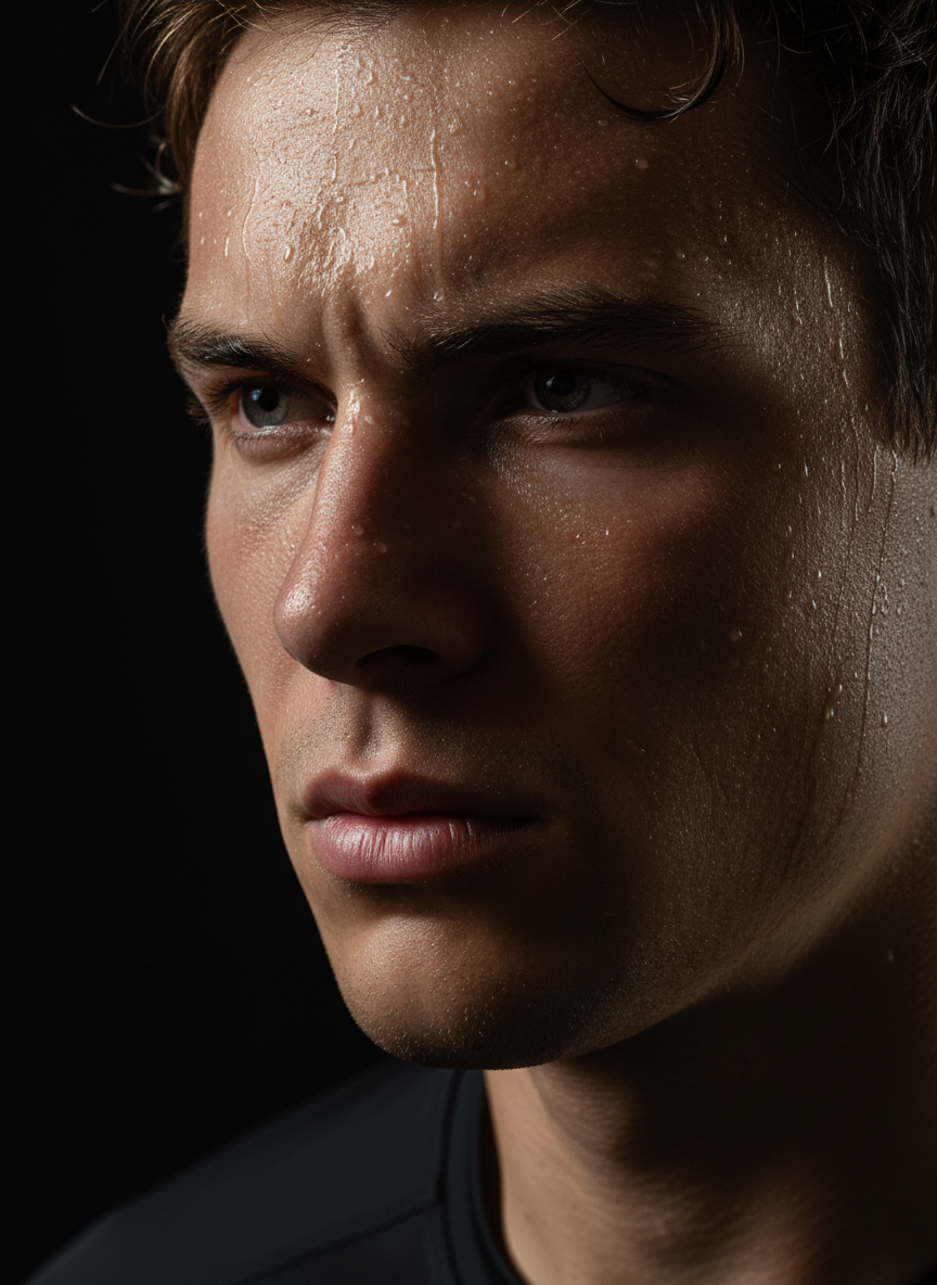Athlete in focused training
