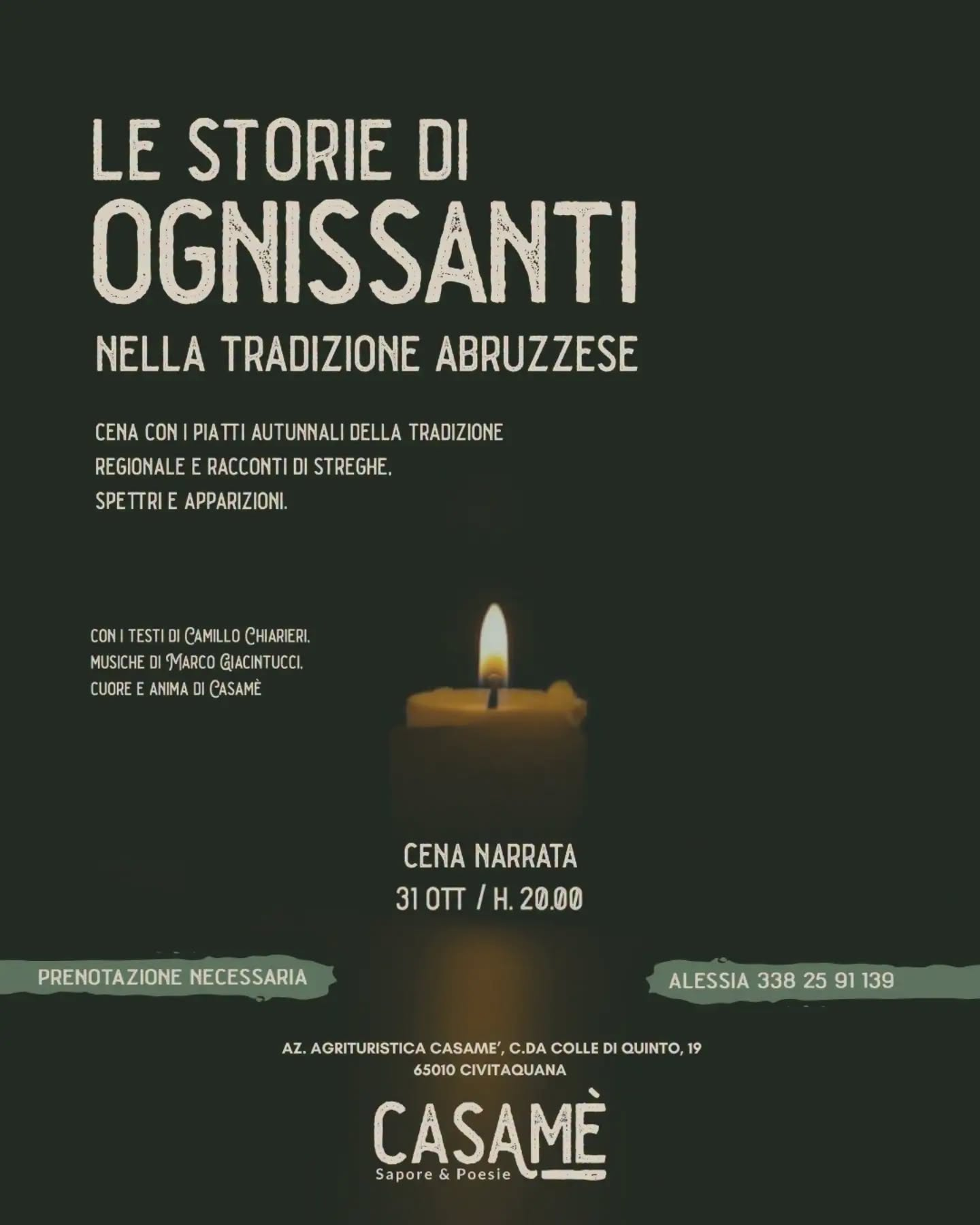 Le Storie di Ognissanti nella tradizione abruzzese - Cena narrata a CasaMè