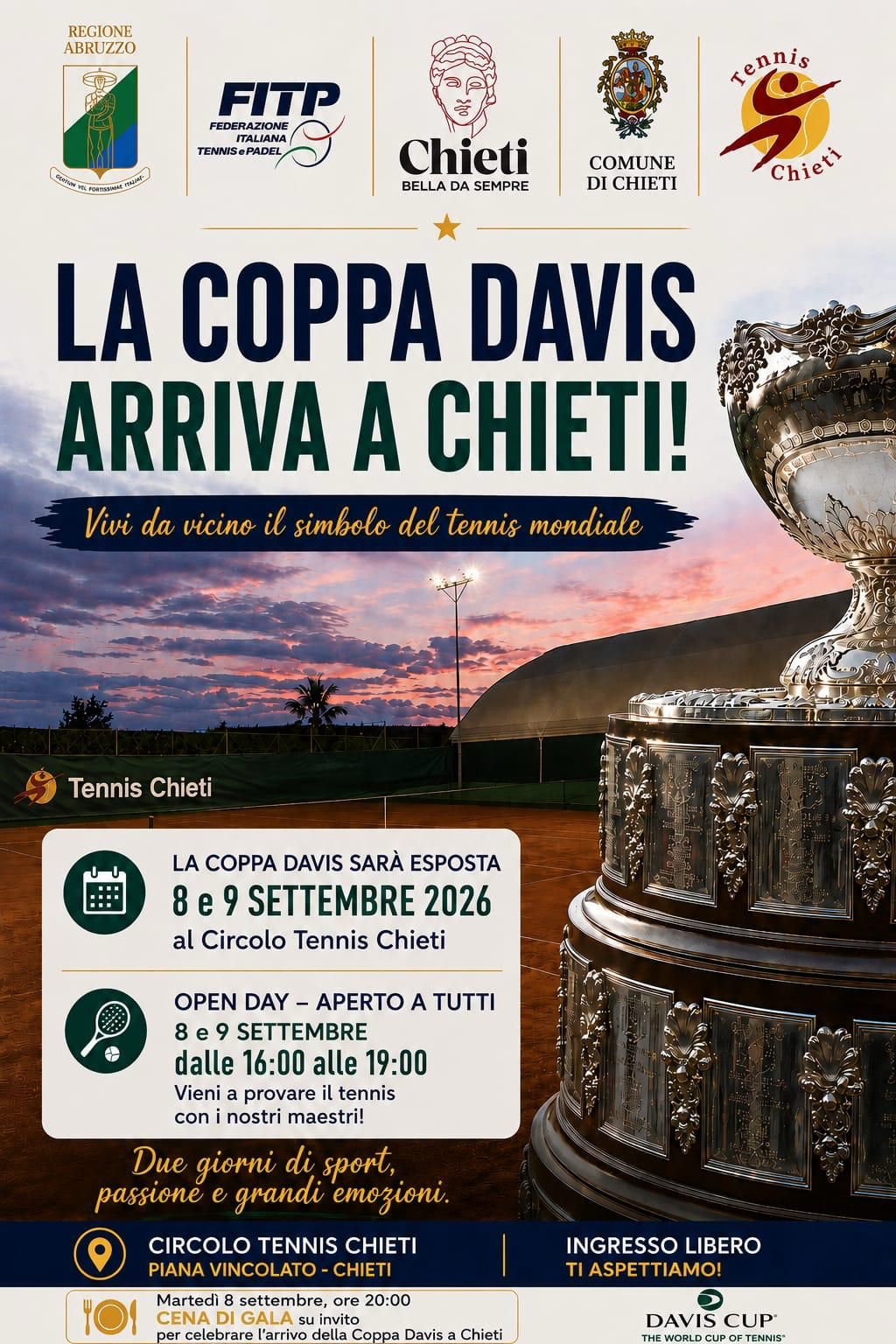 La Coppa Davis arriva a Chieti
