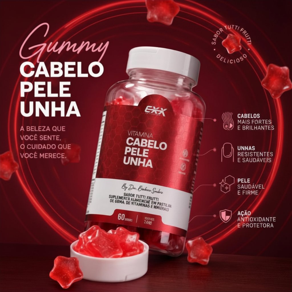 Gummy Cabelo Pele e Unha Exx Nutrition