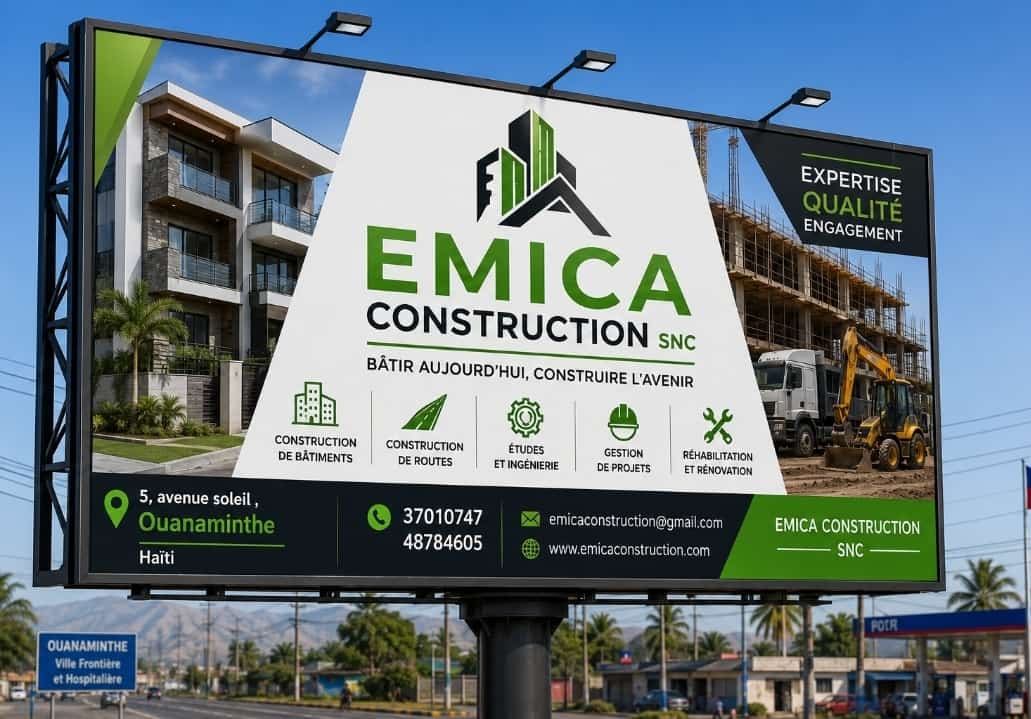 Panneau EMICA Construction SNC — Bâtir aujourd'hui, construire l'avenir