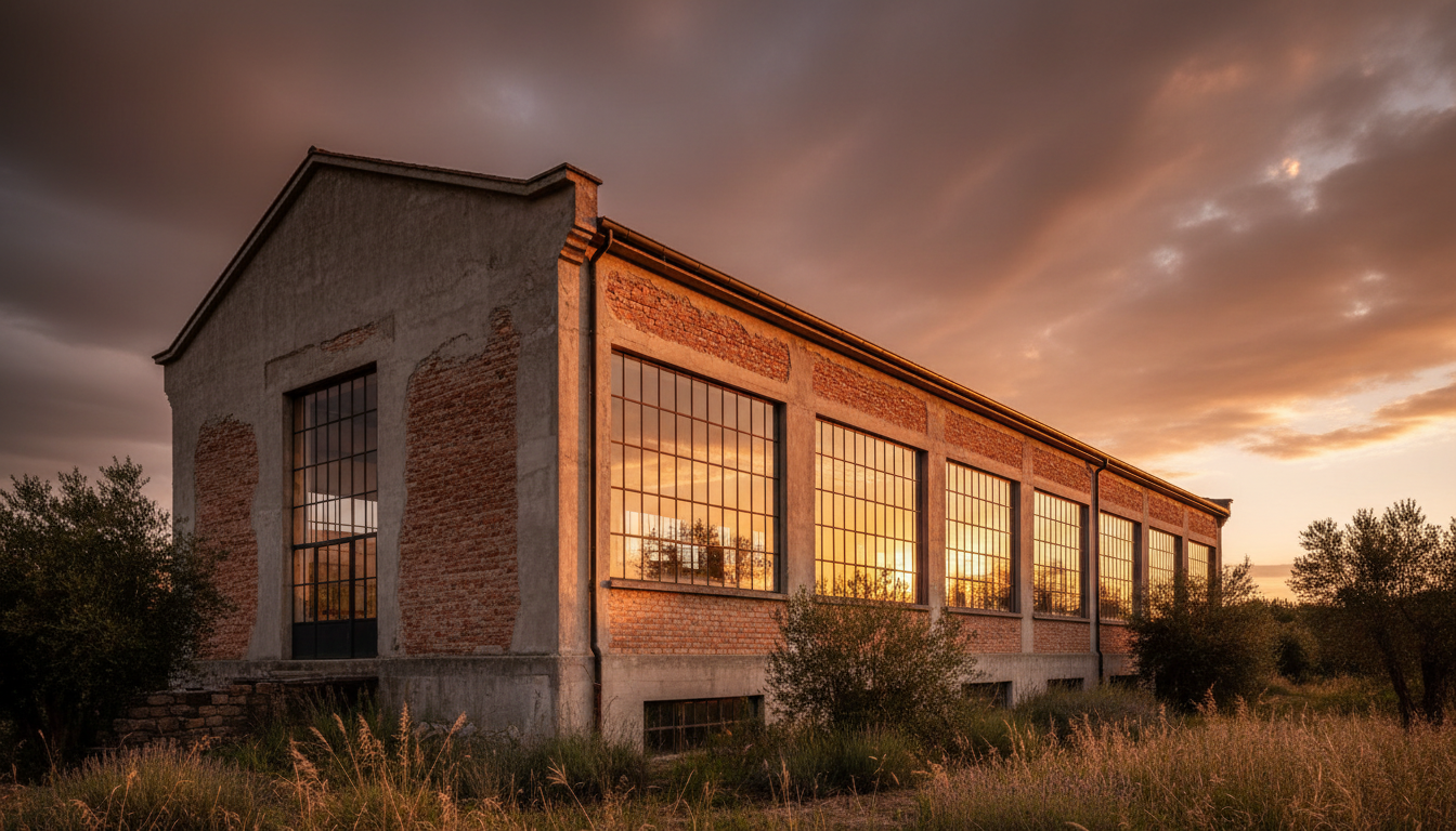 Artist residency building at golden hour
