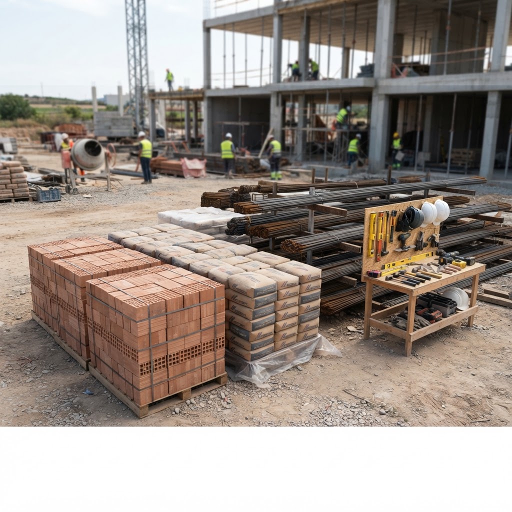 Materiales de construcción organizados profesionalmente