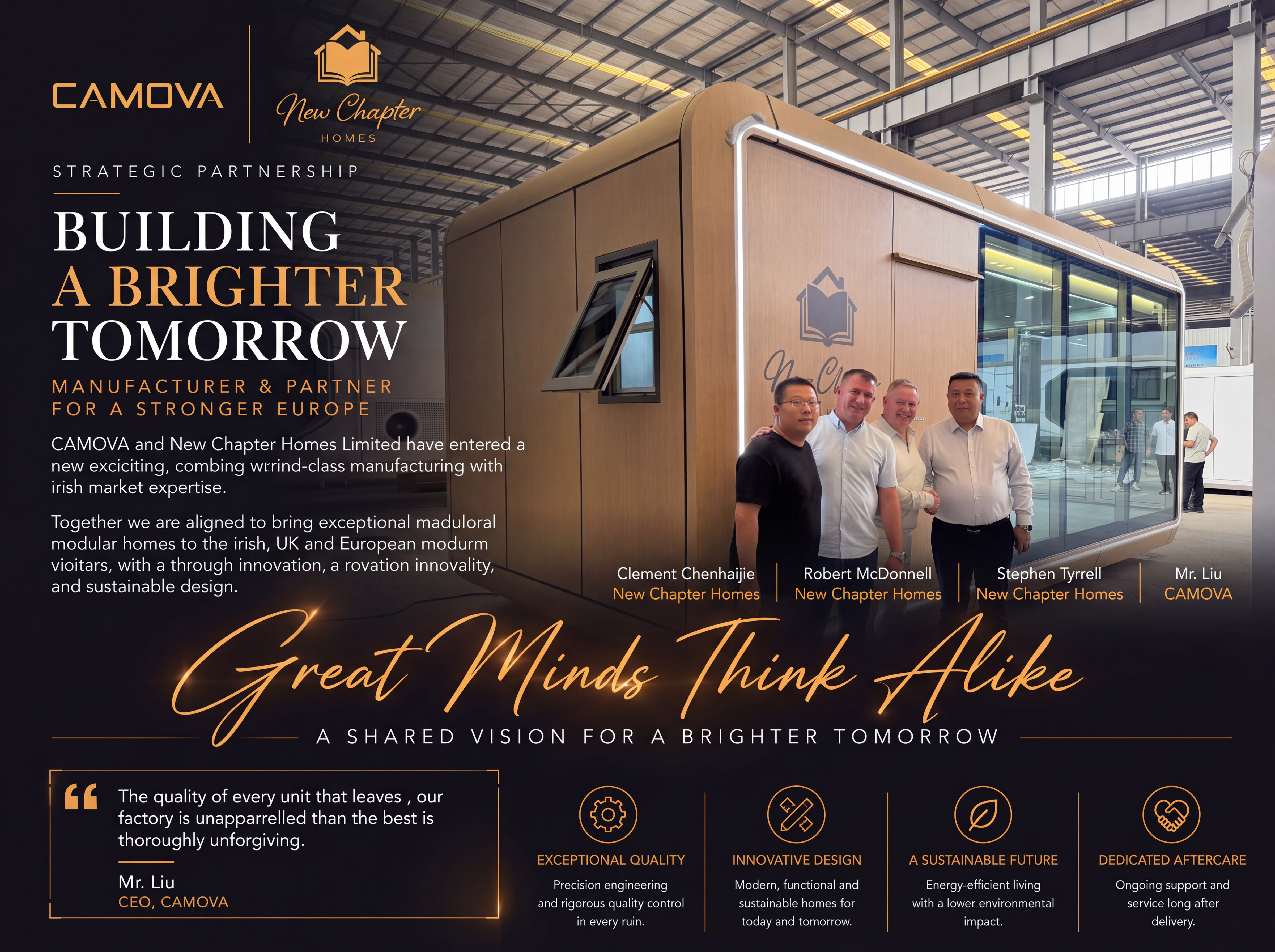 New Chapter Homes and CAMOVA Mobile Capsule House strategic manufacturing partnership in China.