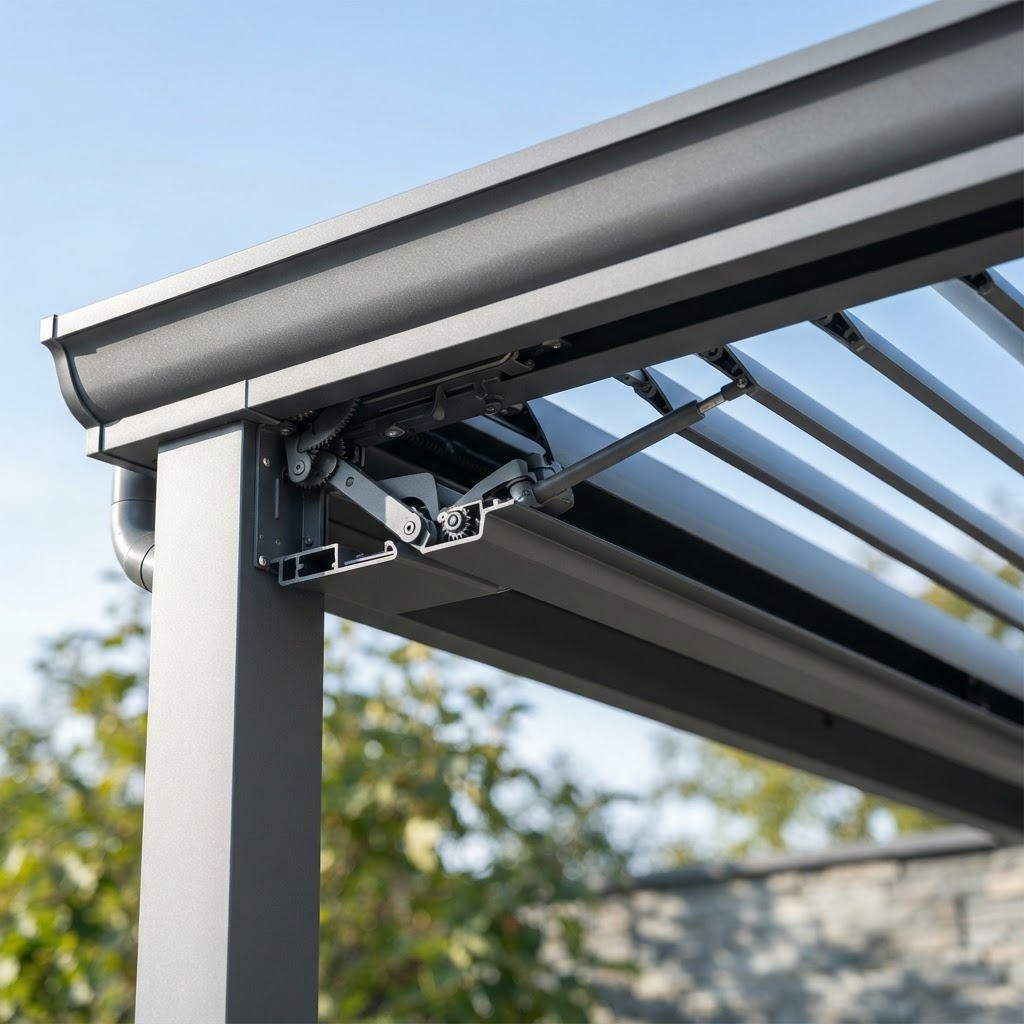 Aluminium pergola roof structure architectural detail