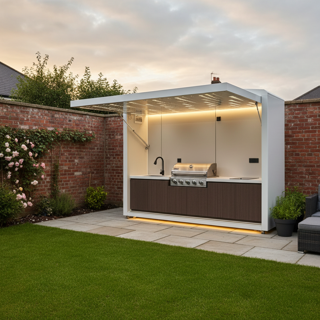 Aluminium BBQ Island with Shed & LED Lighting
