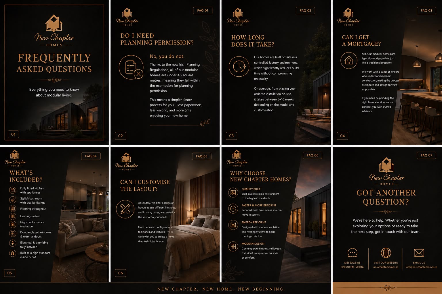 New Chapter Homes — Frequently Asked Questions about modular living, planning permission, build time, mortgages, what's included, customisation and why to choose New Chapter Homes