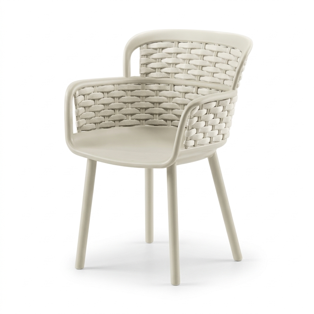 Silla EVA en acabado Beige — vista frontal tres cuartos