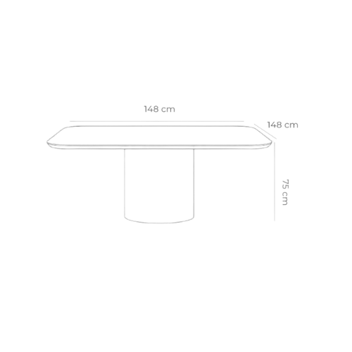 Dimensiones de la Mesa de Comedor Oasis 148 — 148 × 148 cm, altura 75 cm