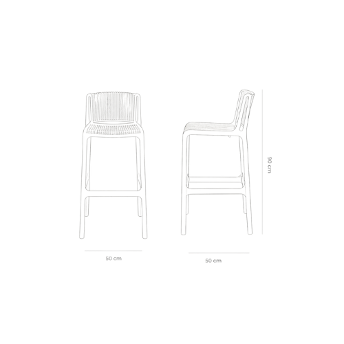 Plano técnico del Banco Bar Nes — 50 × 50 cm, altura 90 cm
