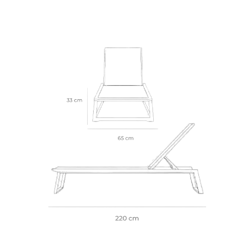 Dimensiones del Camastro Themis — 65 cm de ancho, 220 cm de largo, 33 cm de altura