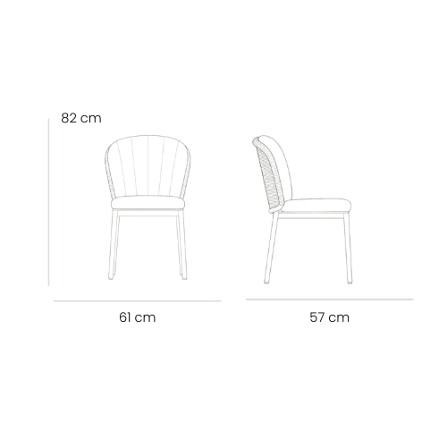 Dimensiones de la Silla Balena — 61 cm de ancho, 57 cm de fondo, 82 cm de altura